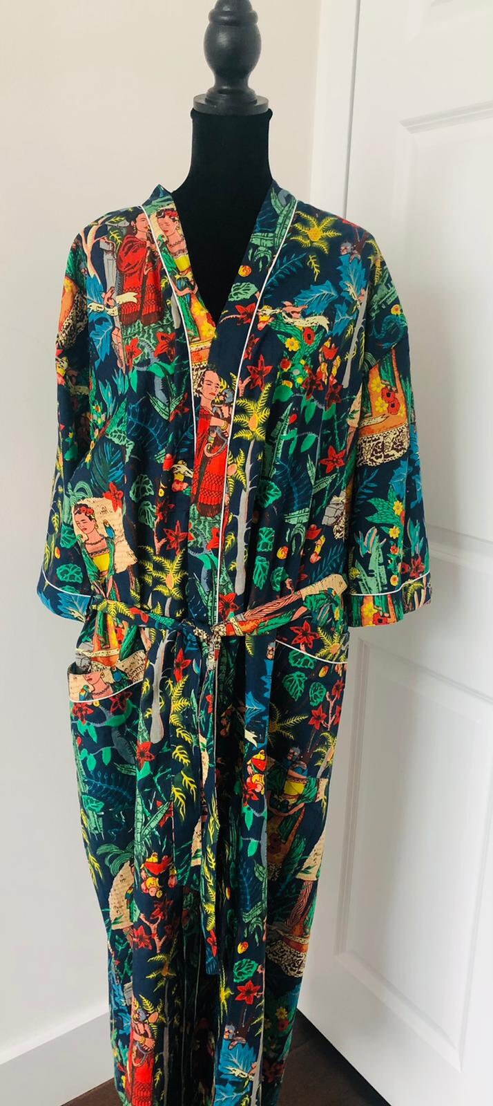 Red Frida Kahlo Cotton Robe
