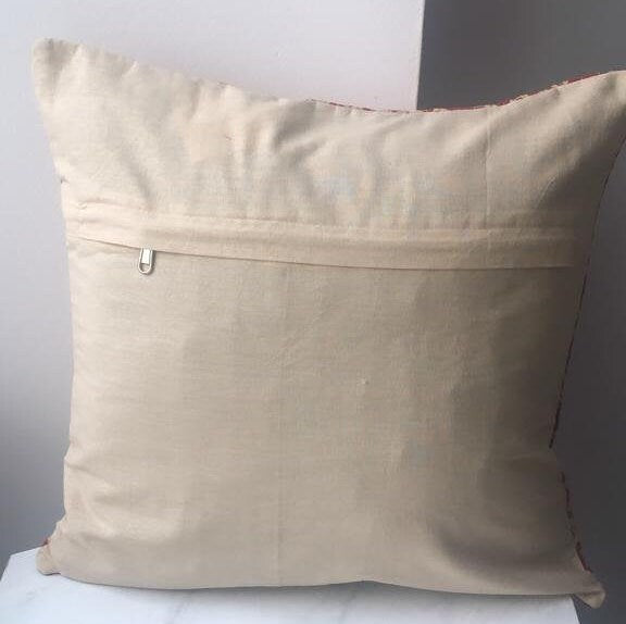 Hand Block Printed Maroon Paisley Cushion Cover
