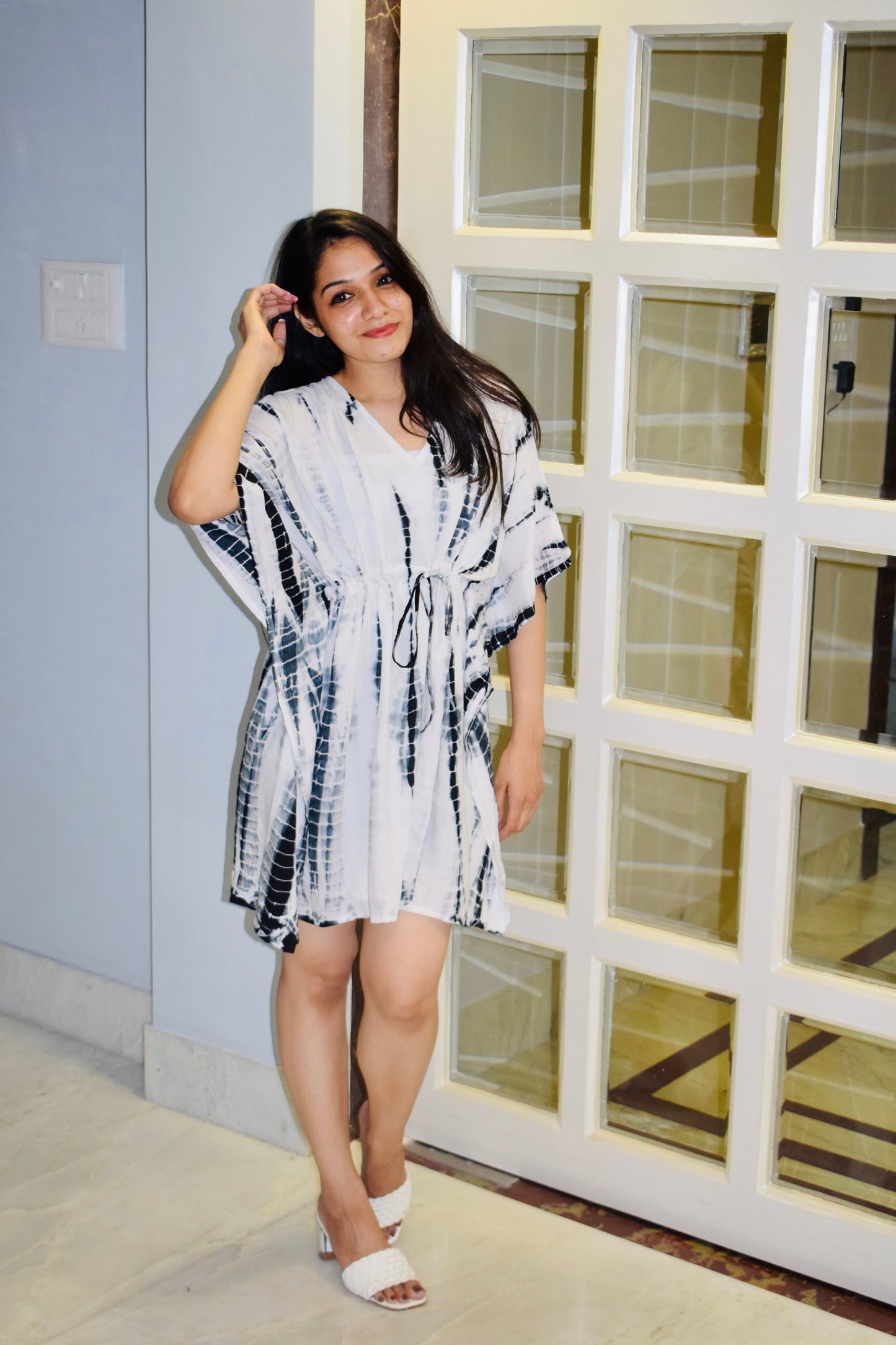 Original Design Black And White Tie Dye Kaftan
