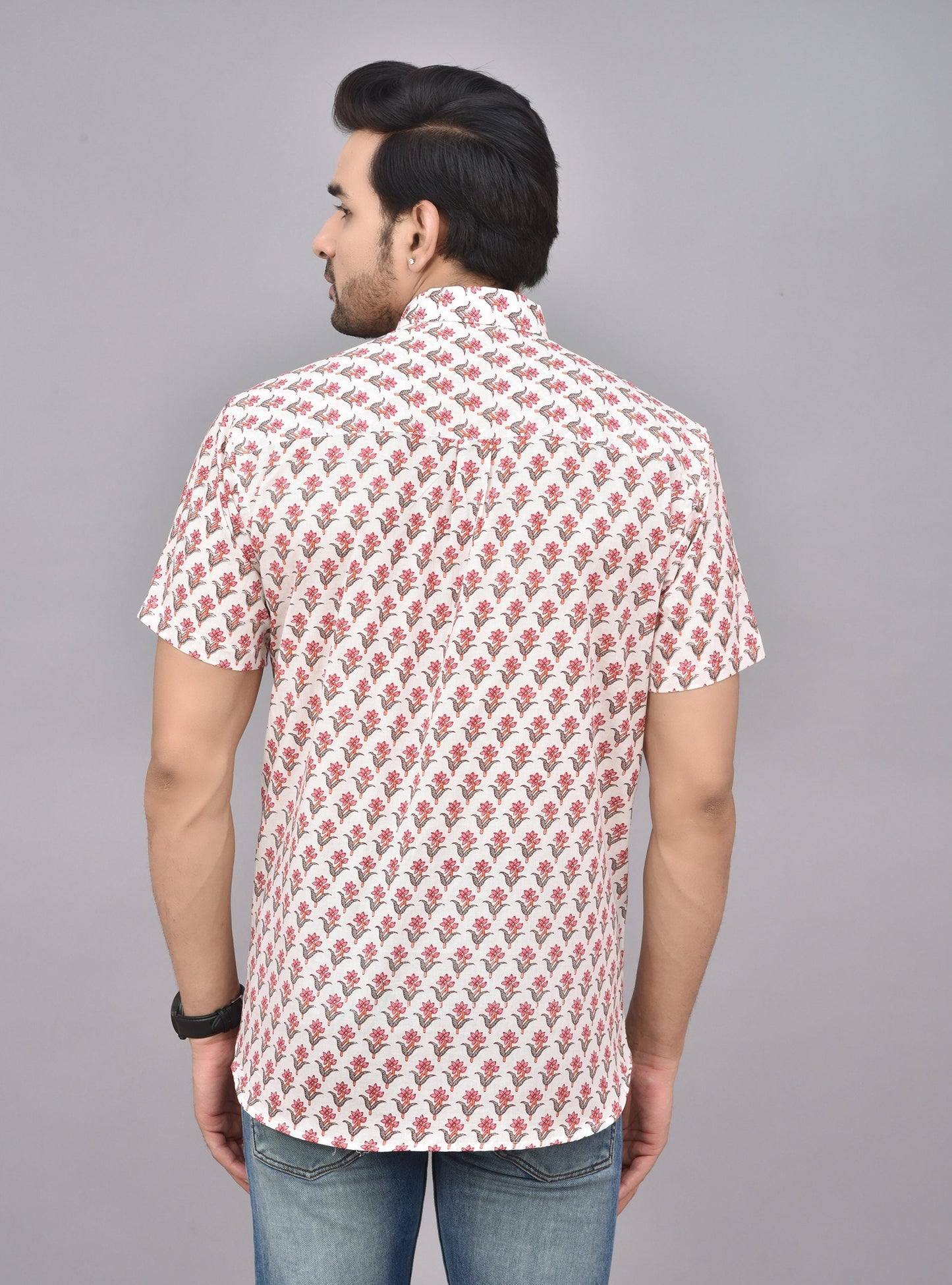 Hand Block Print Short Sleeve Cotton Shirt