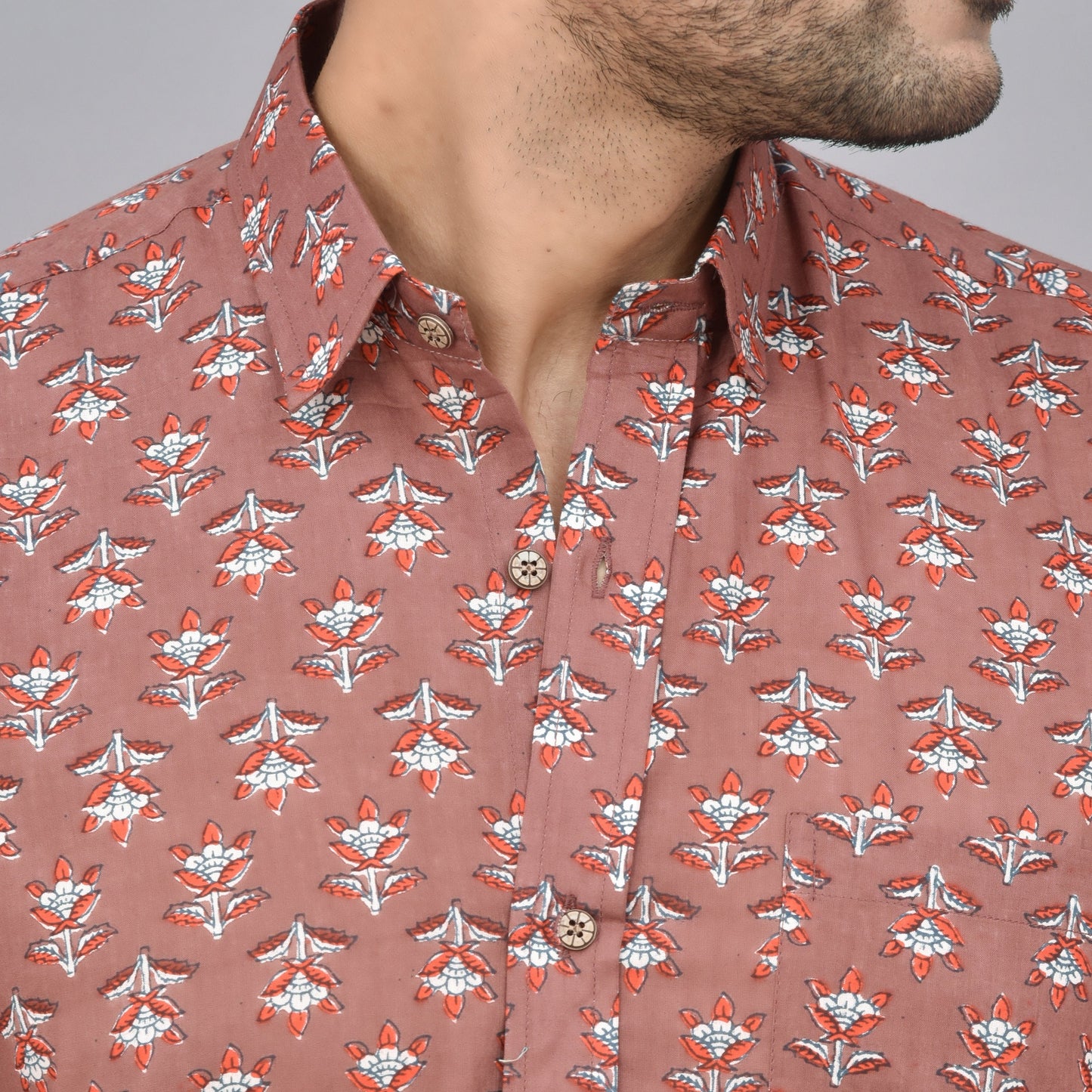 Hand-Printed Men's Short Sleeve Shirt