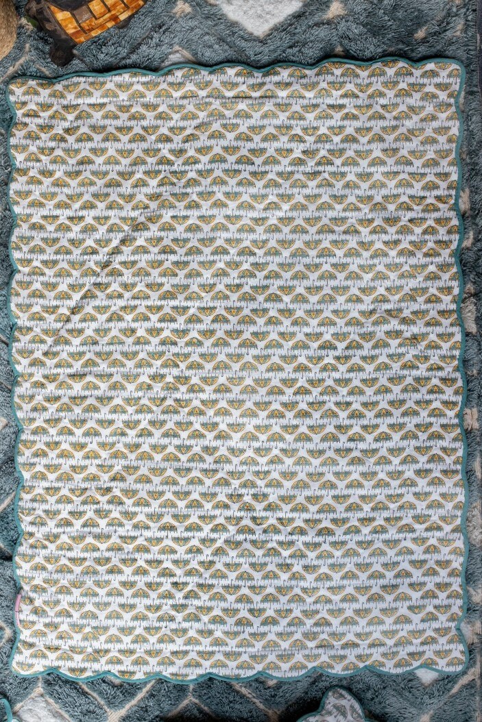 Yellow Cotton The Majestic Gaja Reversible Infant Quilt Yellow Gaja Baby Quilt for Sale Free Shipping
