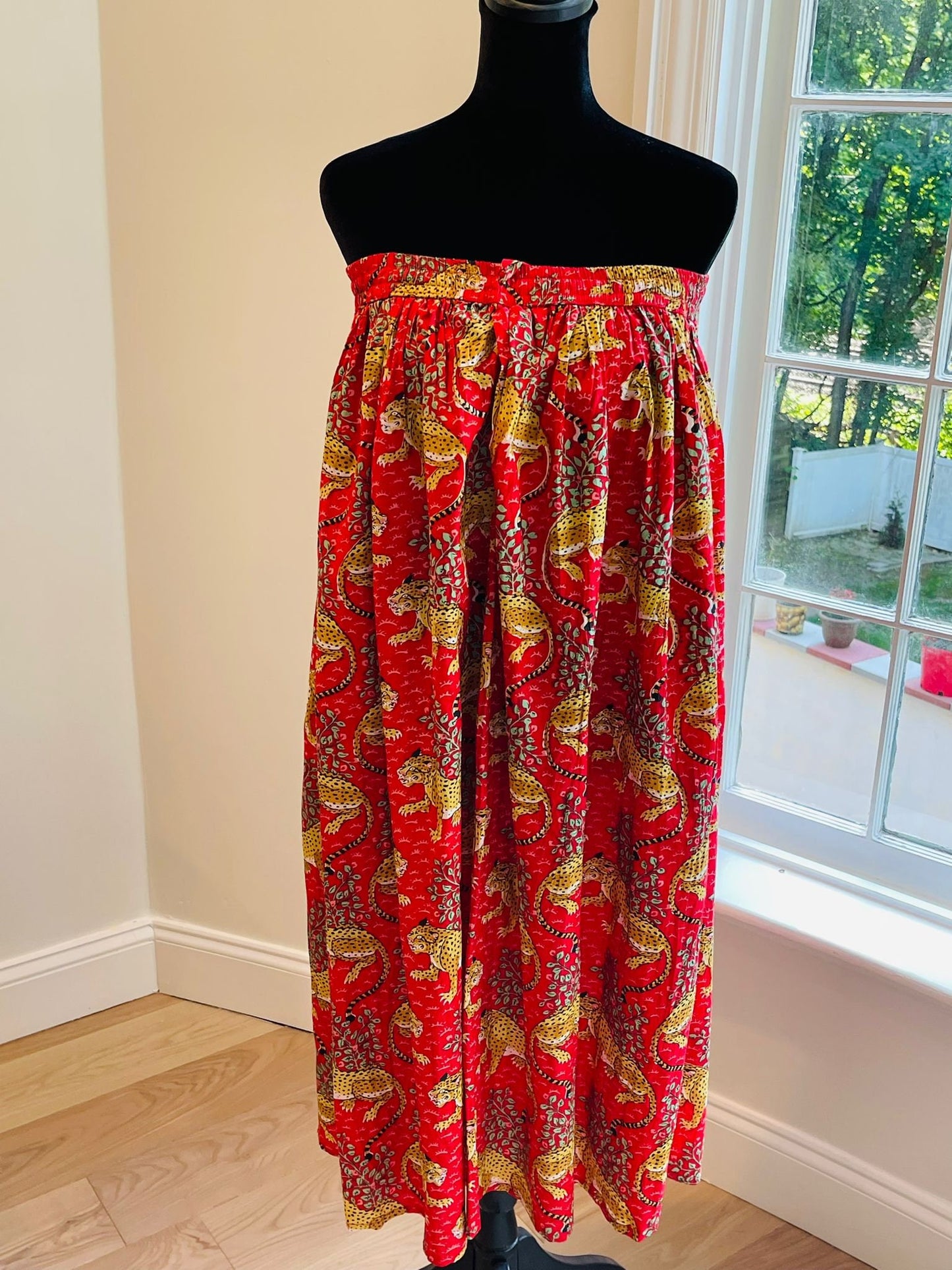 Red Cotton Shrug & Skirt Set
