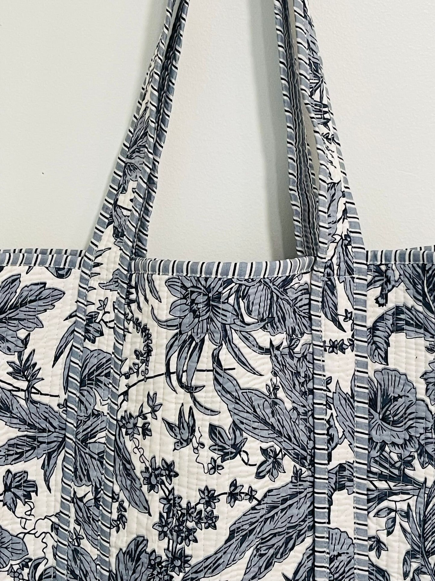 The Reversible Floral Symphony Tote - Grey
