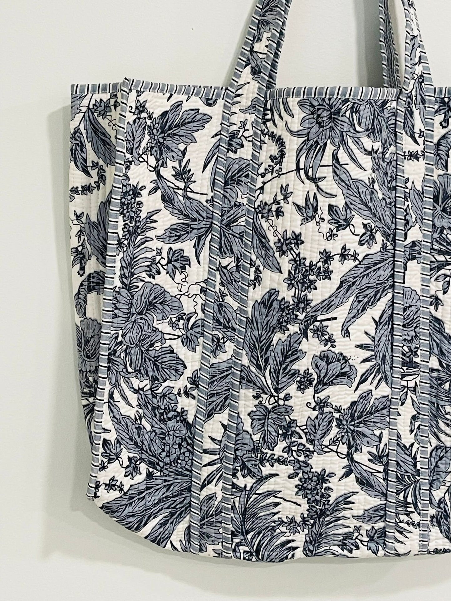 The Reversible Floral Symphony Tote - Grey