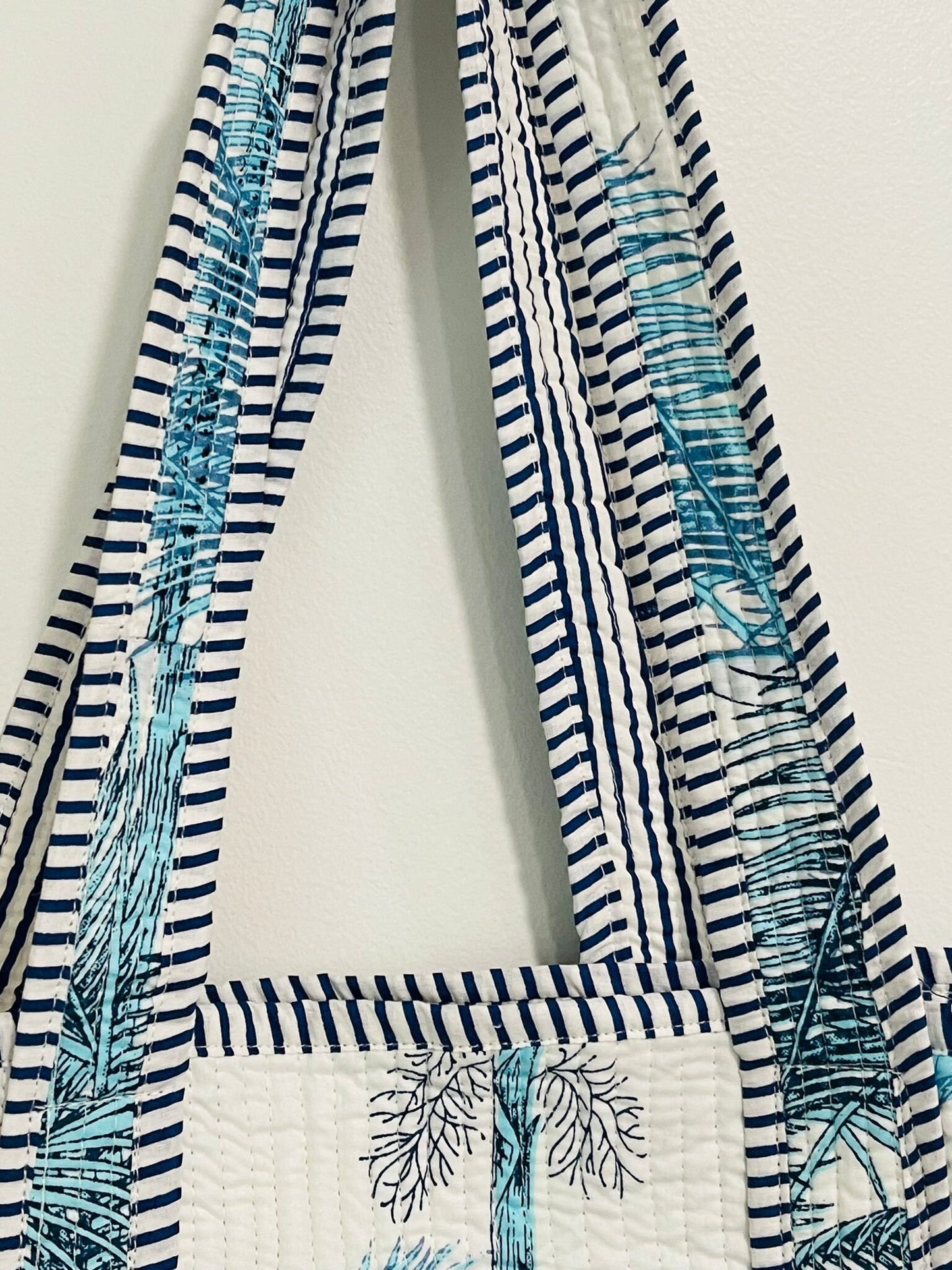 Reversible Blue Floral Tote Bag