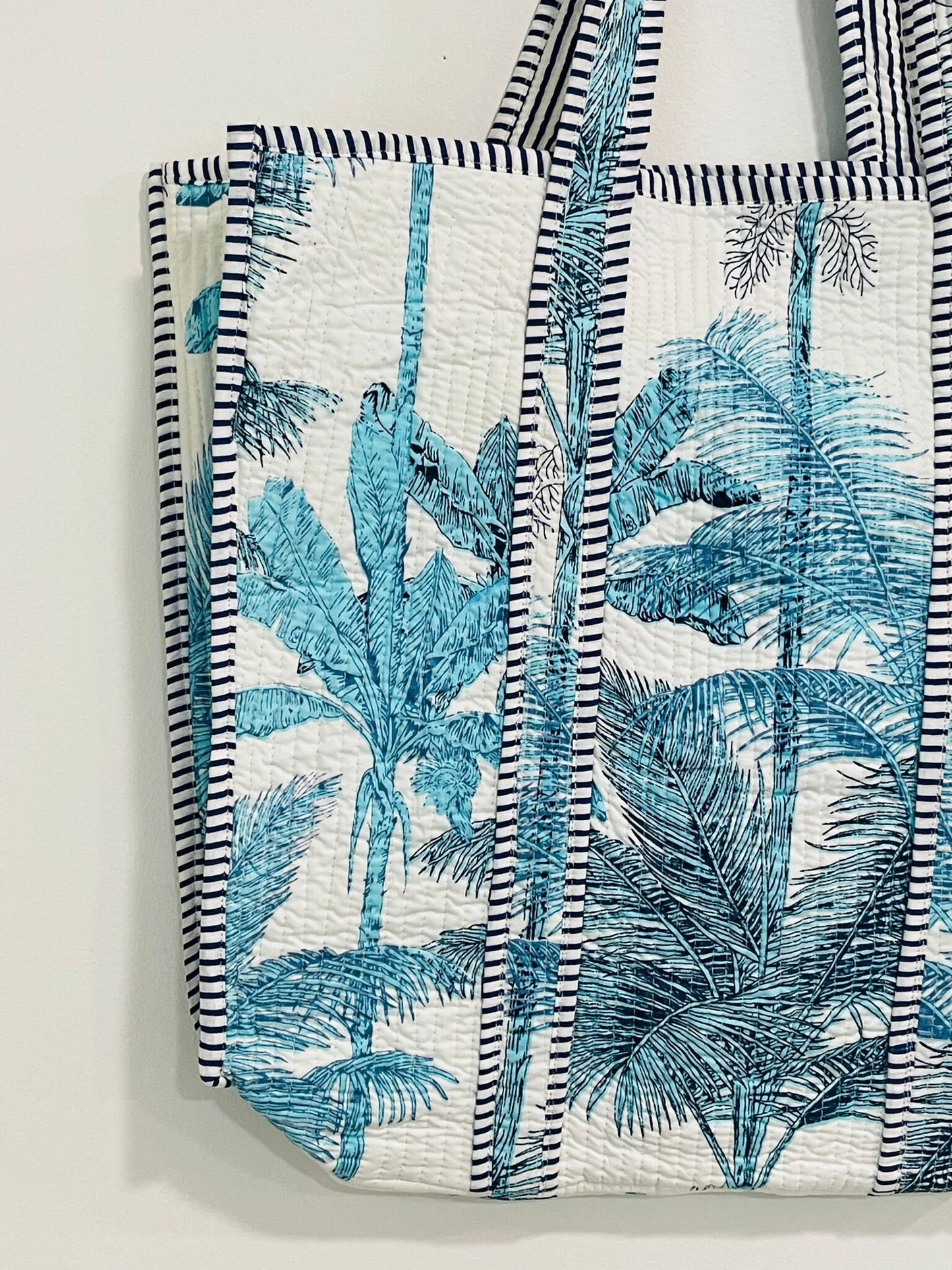 Reversible Blue Floral Tote Bag