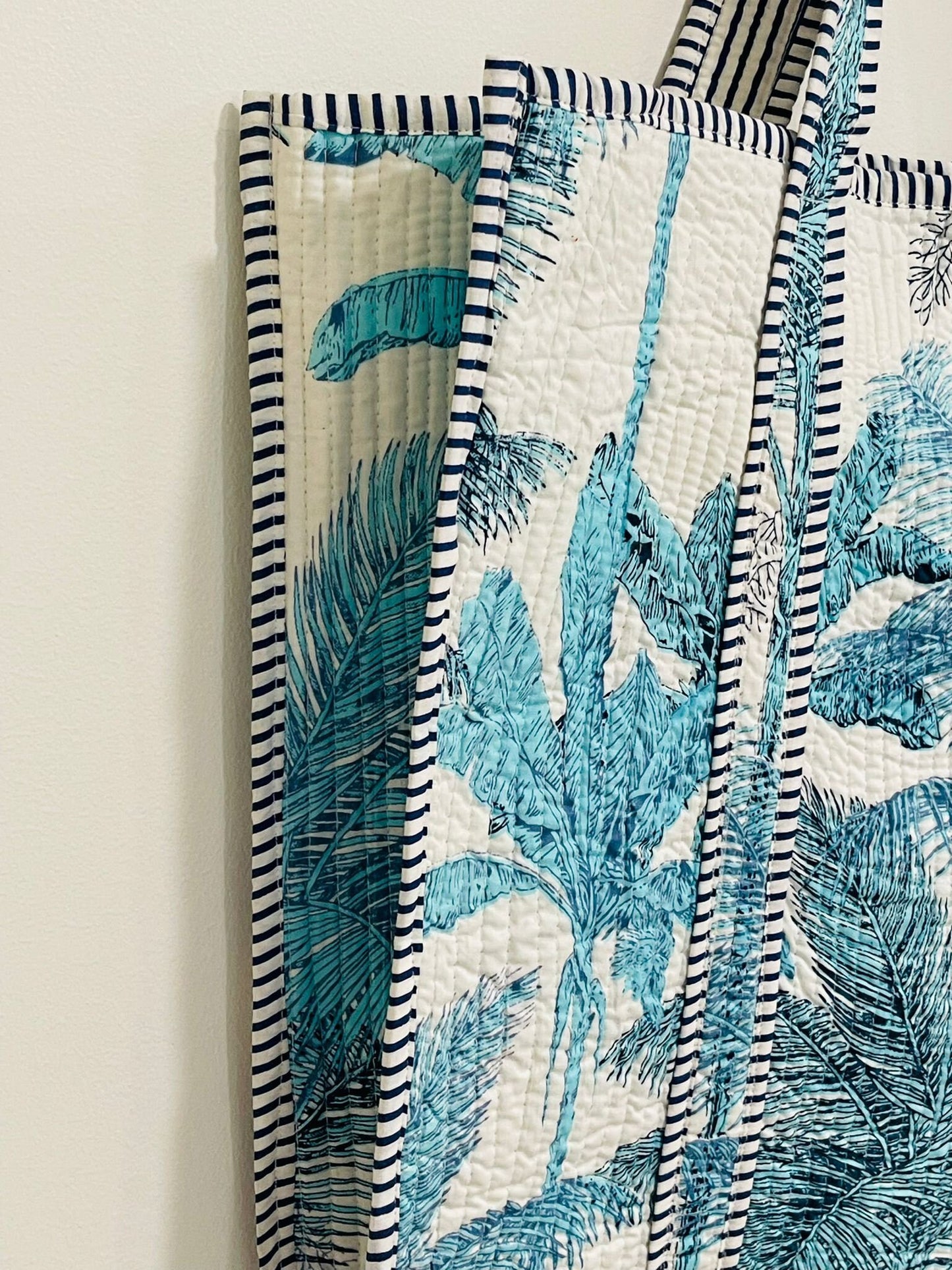 Reversible Blue Floral Tote Bag