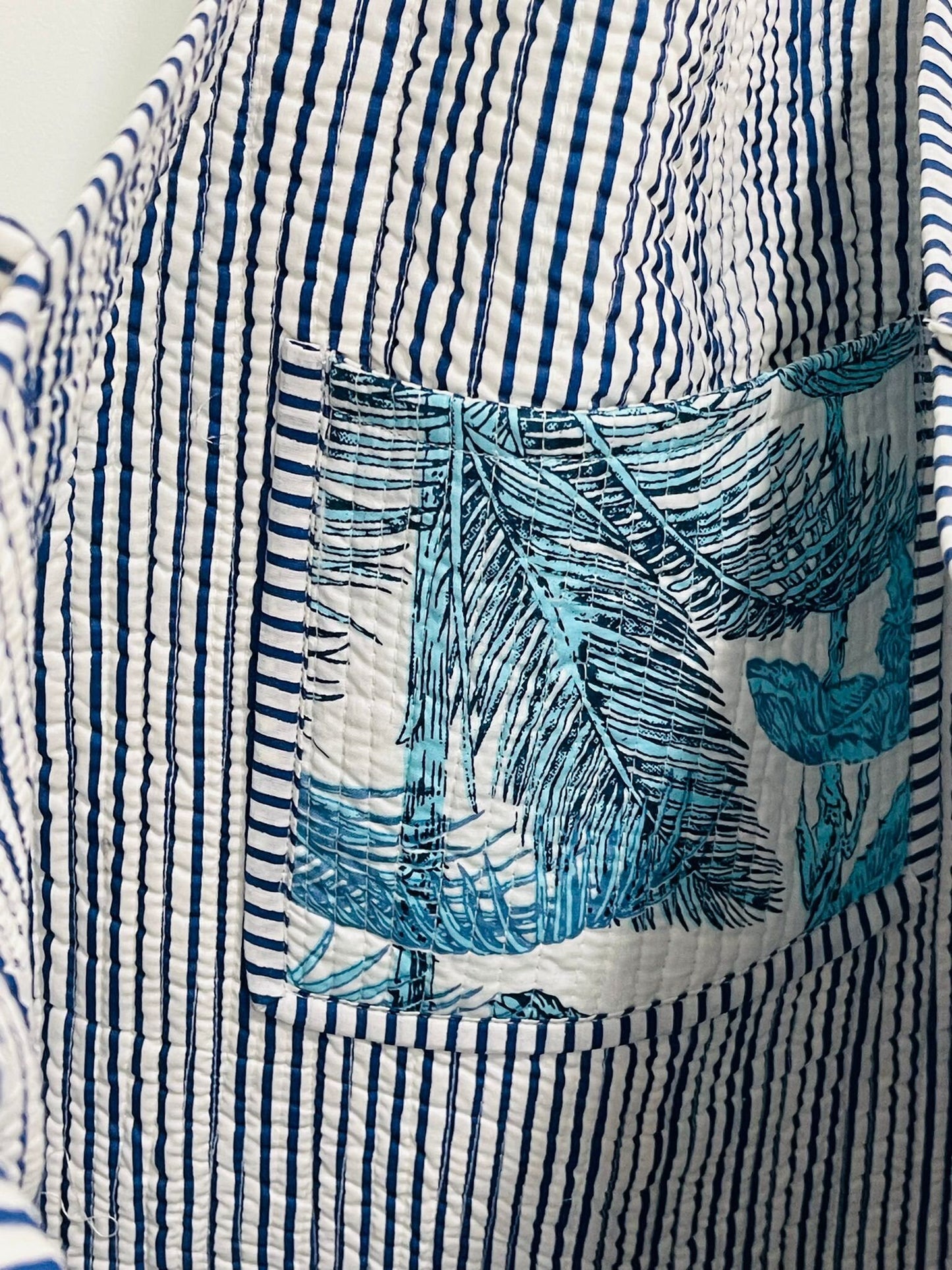 Reversible Blue Floral Tote Bag