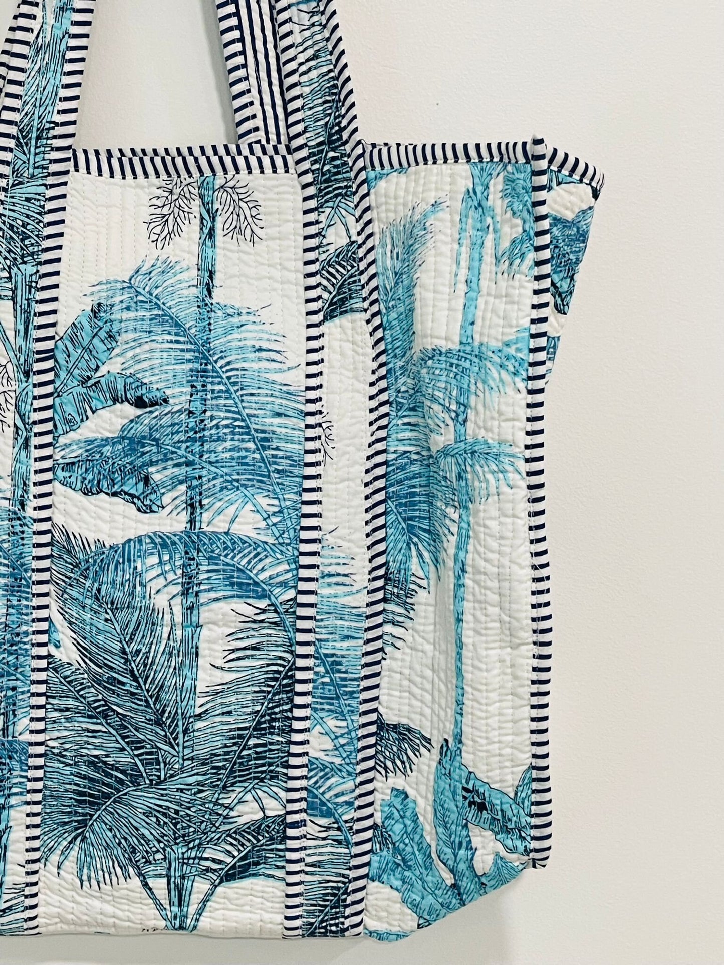 Reversible Blue Floral Tote Bag