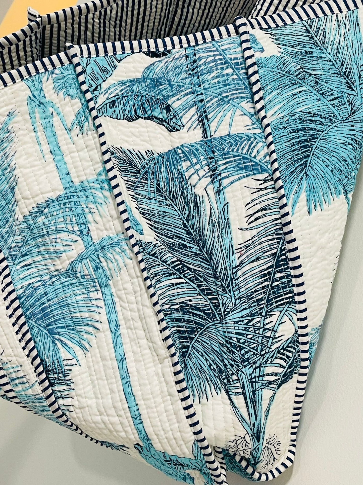 Reversible Blue Floral Tote Bag