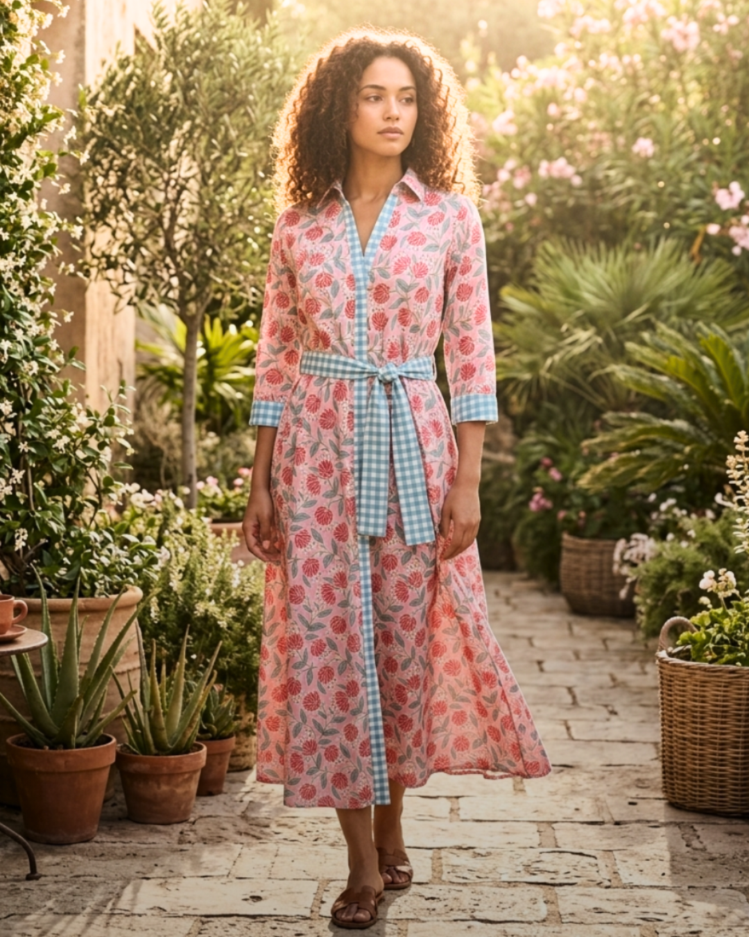 hand printed cotton dress women