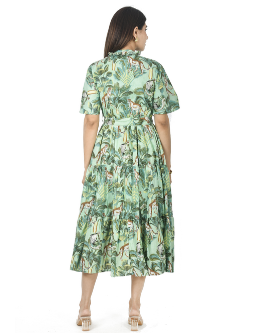 Into the Wild Midi Dress in Soft Green