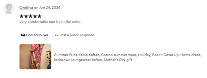 Frida Kahlo Cotton Kaftan in Red