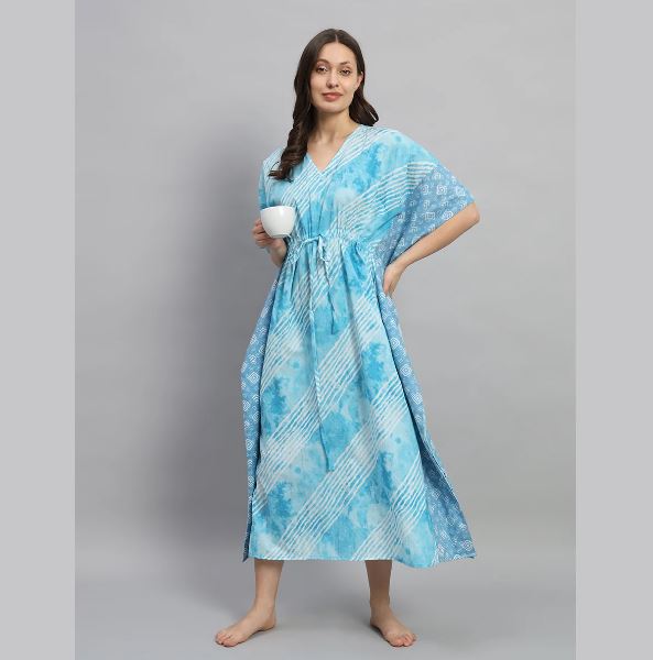 Hand Block-Print Cotton Kaftan