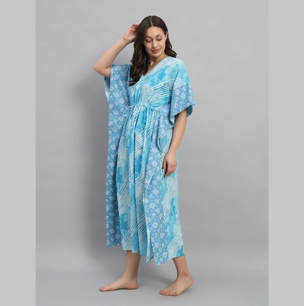 Hand Block-Print Cotton Kaftan