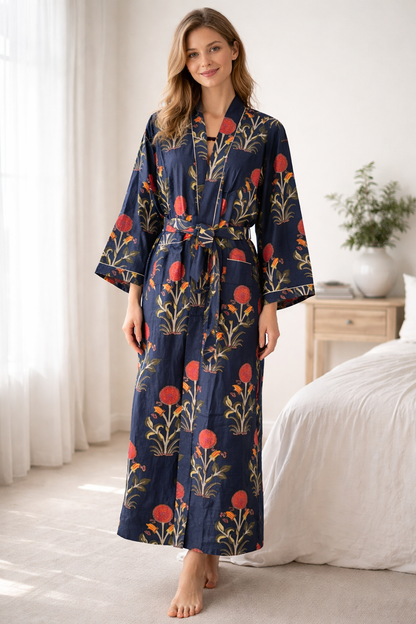 Block Printed Cotton Robe