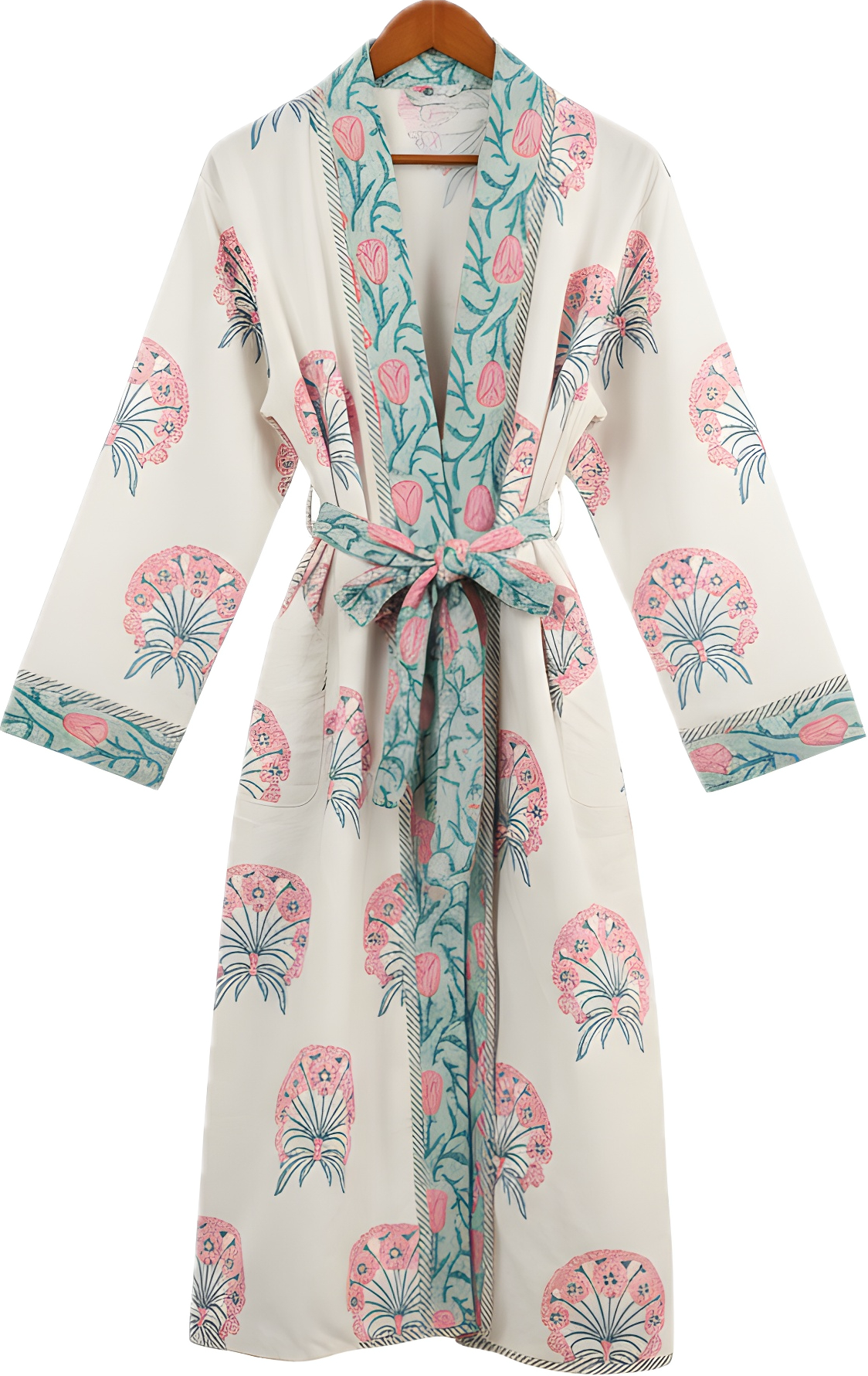 Green Vintage Block Print Robe