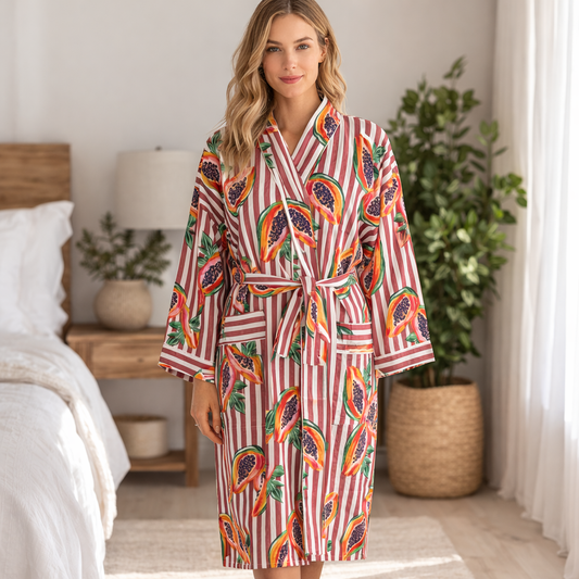 Papaya Pop Cotton Bath Robe