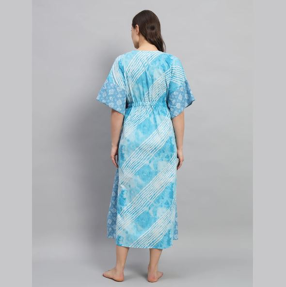 Hand Block-Print Cotton Kaftan