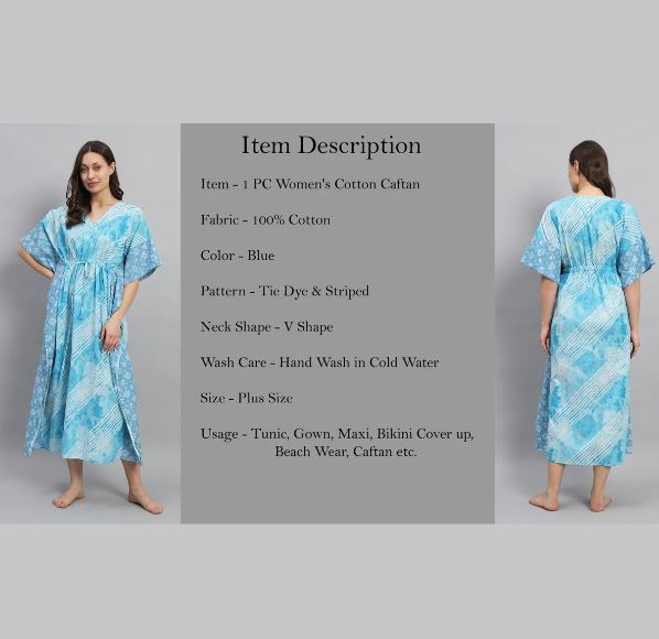 Hand Block-Print Cotton Kaftan