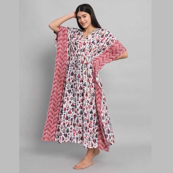 Hand Block Print Cotton Kaftan