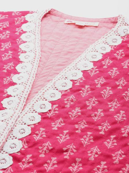 Pink Quilted Jacket Close Up