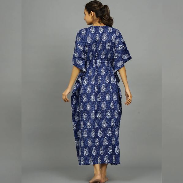 Hand Block-Print Cotton Kaftan