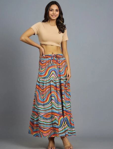 Hand Block Print Long Cotton Skirt