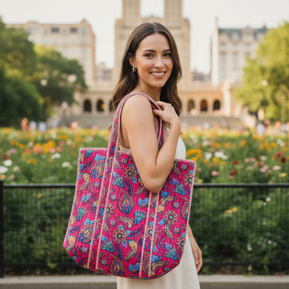 Pink Floral Tote
