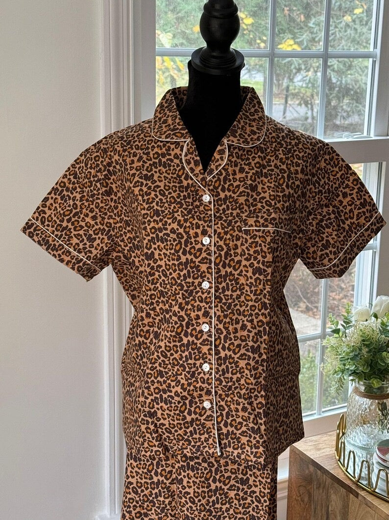 Long PJ Set in Cheetah Print