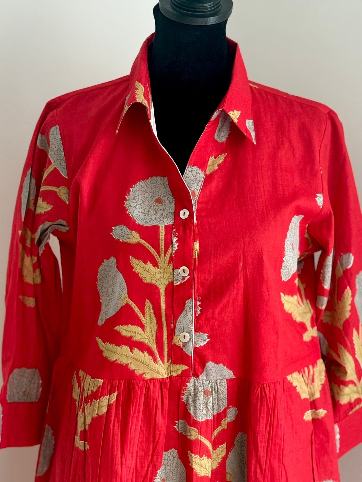 Red Block Printed Mini Dress