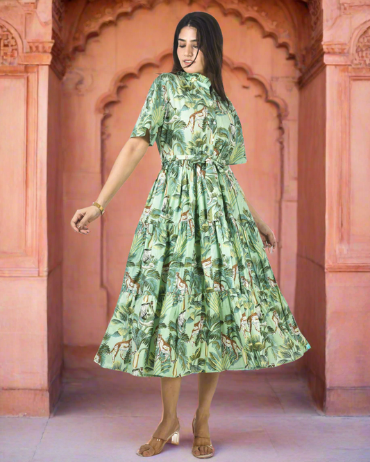 Into the Wild Midi Dress in Soft Green