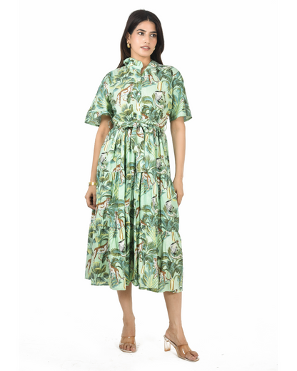 Into the Wild Midi Dress in Soft Green
