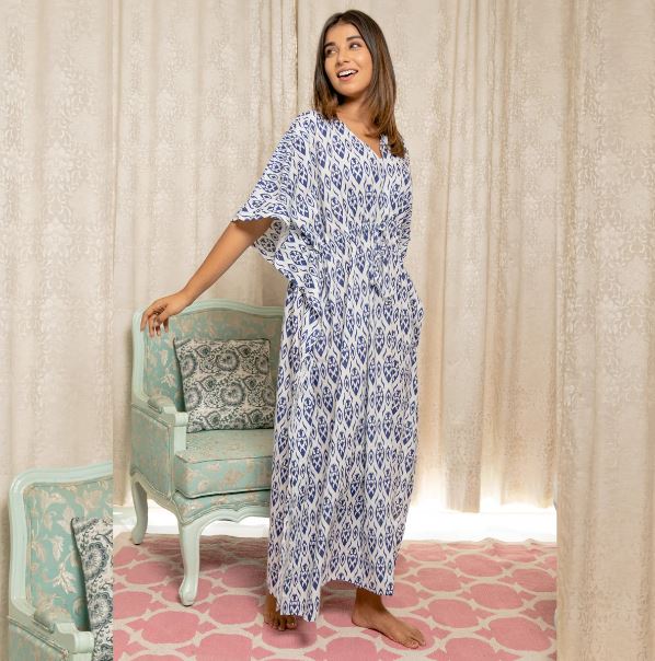 Hand Block Print Cotton Kaftan