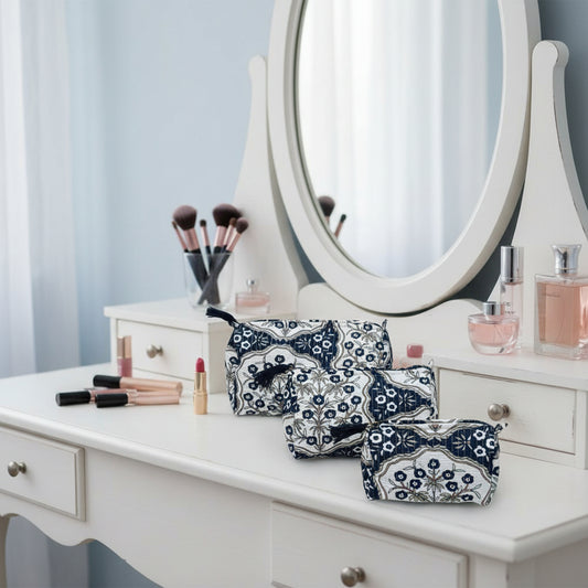 Block Floral Cosmetic Bag Set of 3