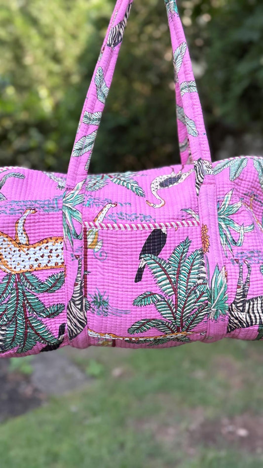 Pink Jungle Printed Duffel Bag
