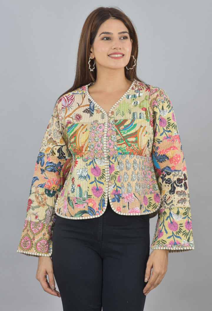 Indian Quilted Voyage - Yellow Reversable Jacket