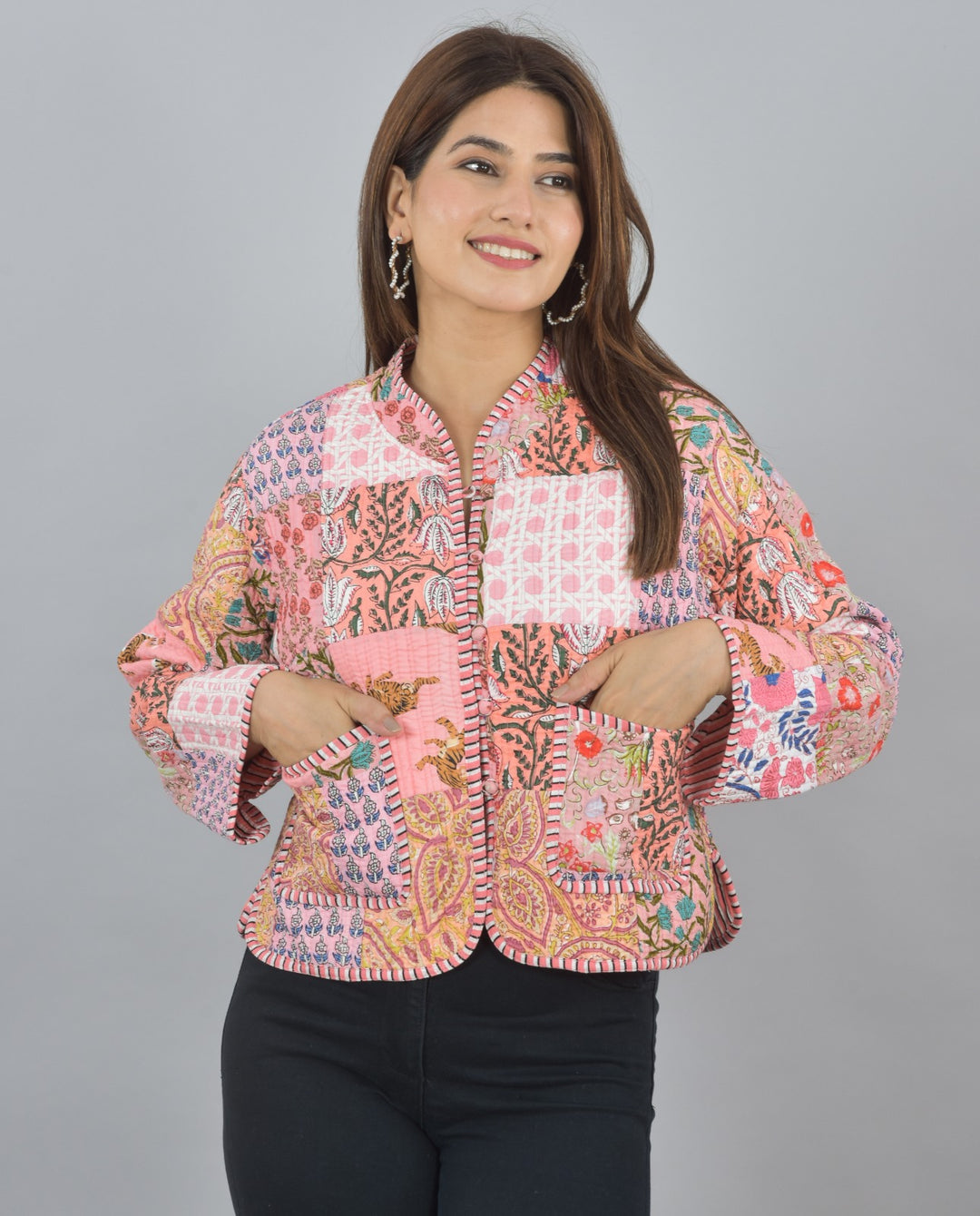 Indian Quilted Voyage - Pink Reversable Jacket