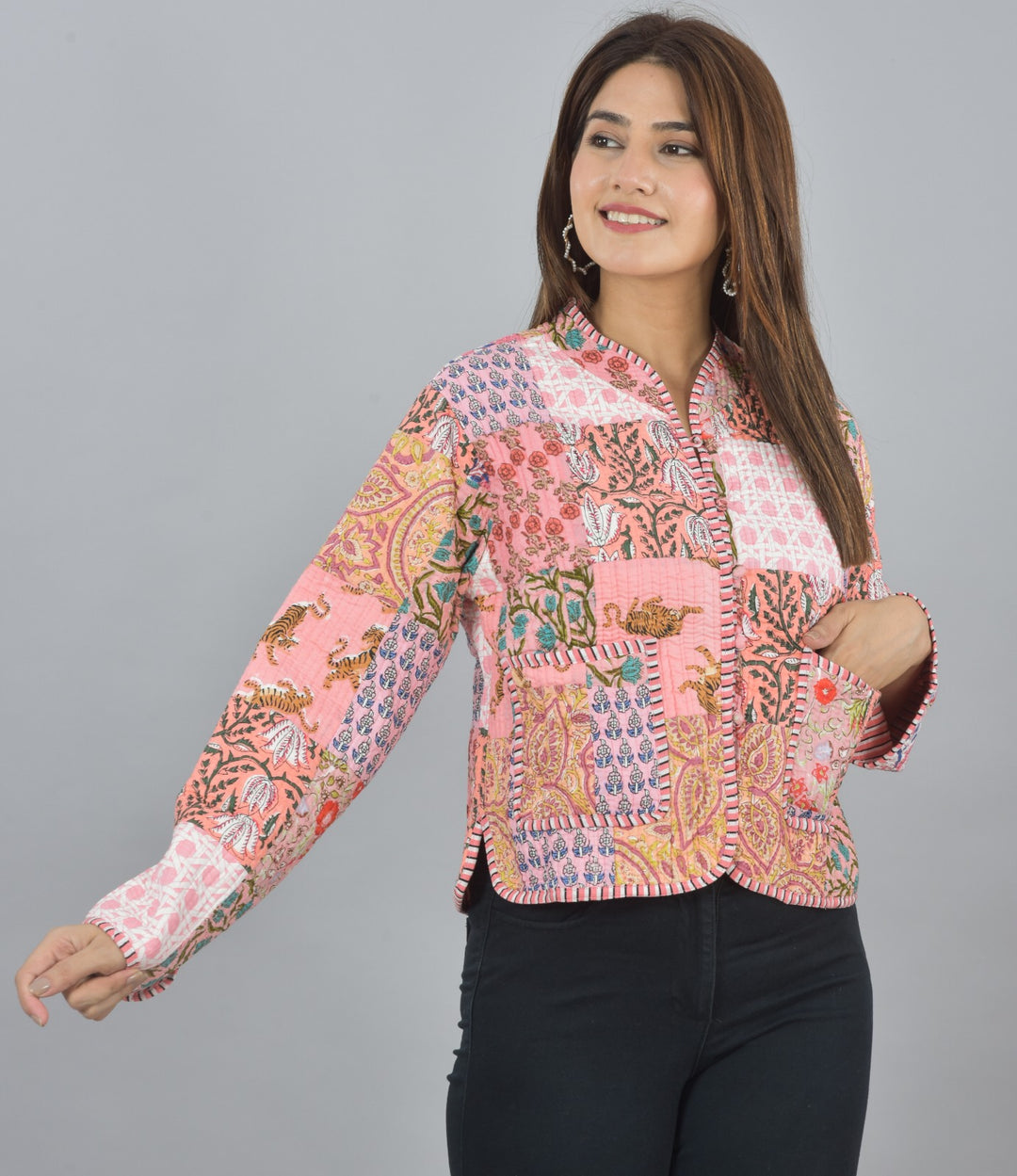 Indian Quilted Voyage - Pink Reversable Jacket