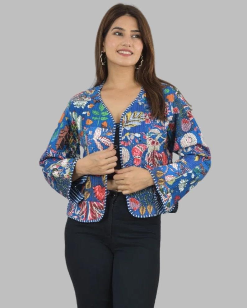 Indian Quilted Voyage - Blue Reversable Jacket