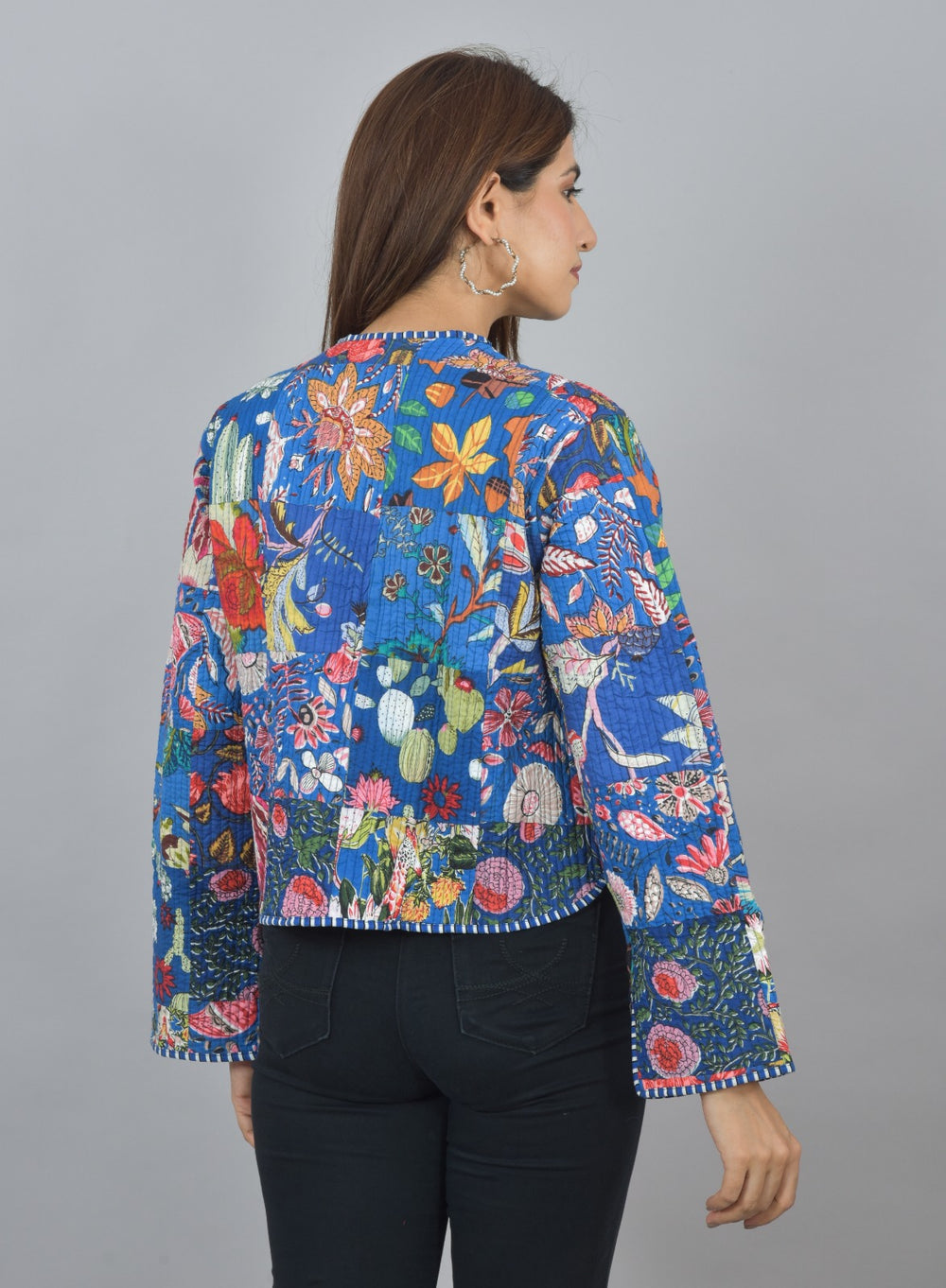 Blue Reversible Quilted Jacket Back Side