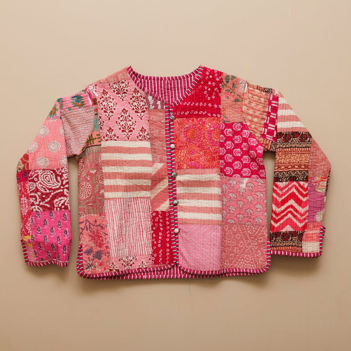 Reversible Quilted Jacket Pink, Front side