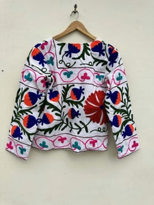 Suzani Embroidery Jacket - White