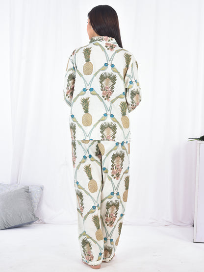 Pine Printed Long PJ Set