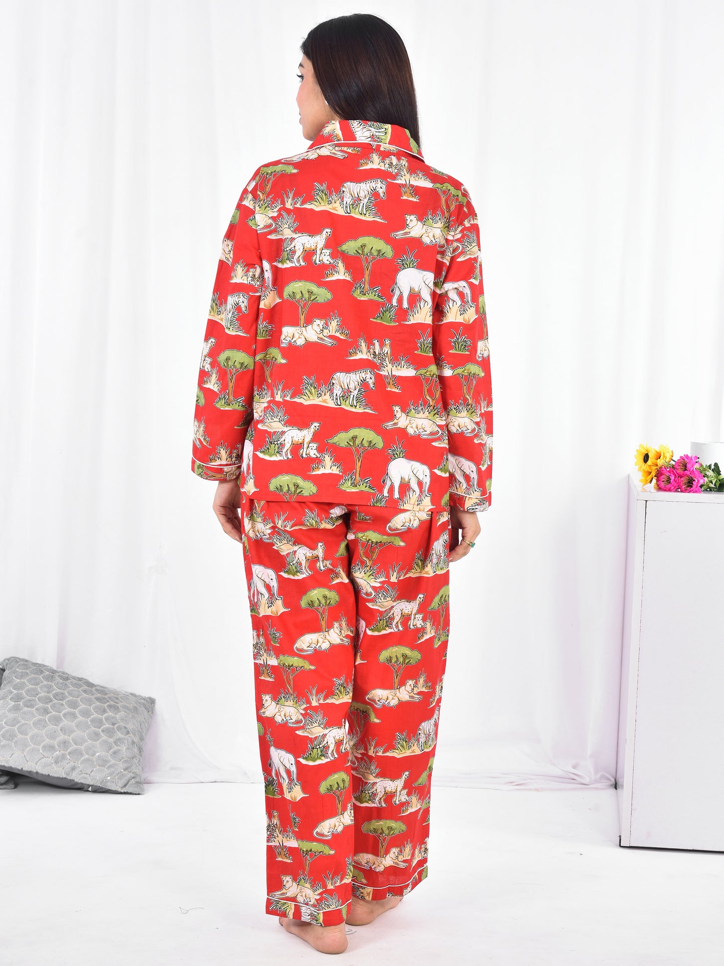 Long PJ Set in Animal Print