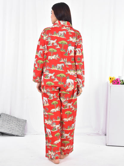 Long PJ Set in Animal Print