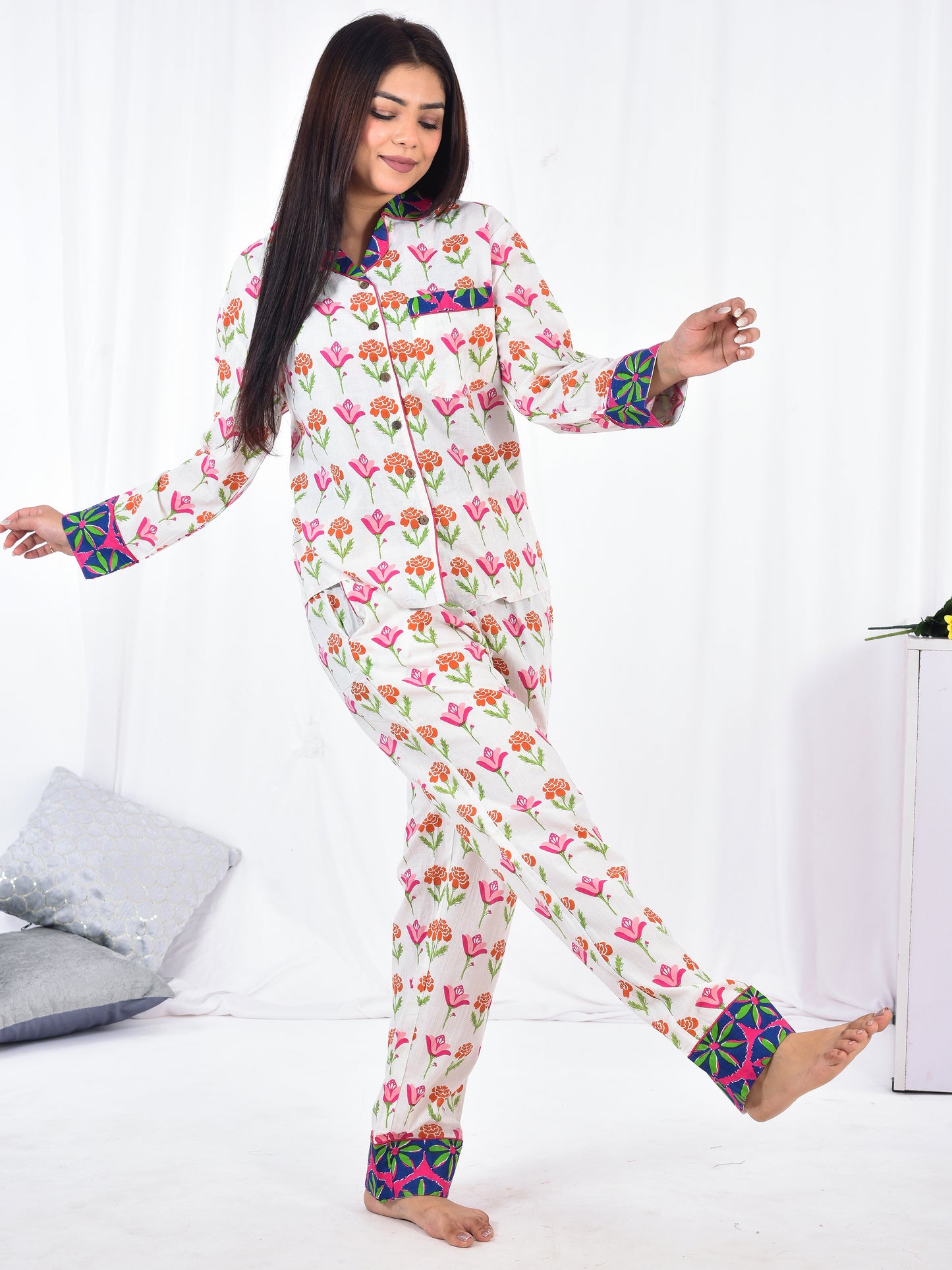 Hand Block Printed Long PJ Set