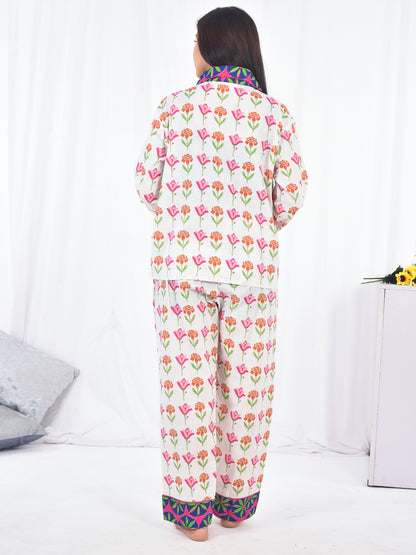Hand Block Printed Long PJ Set