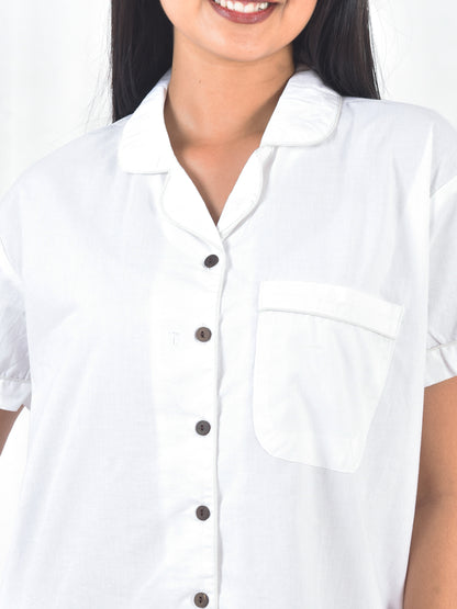 White Linen Short PJ Set